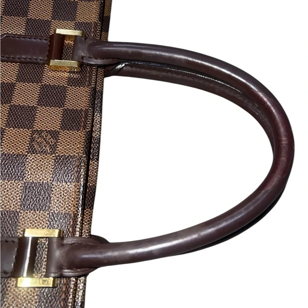 EUC Louis Vuitton Authentic Damier Ebene Sac Plat Tote Handbag COA Neutral Brown